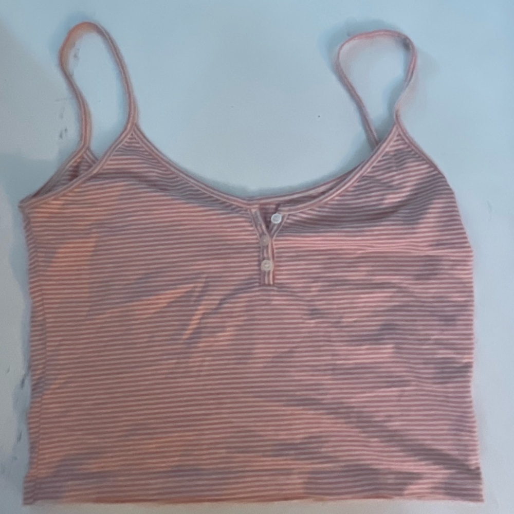 Pink Brandy Melville Rare Striped Tank With Button Notch